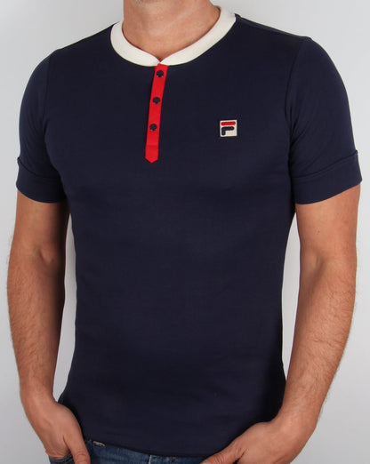 Fila Vintage Bertolucci Grandad T-Shirt Marineblau