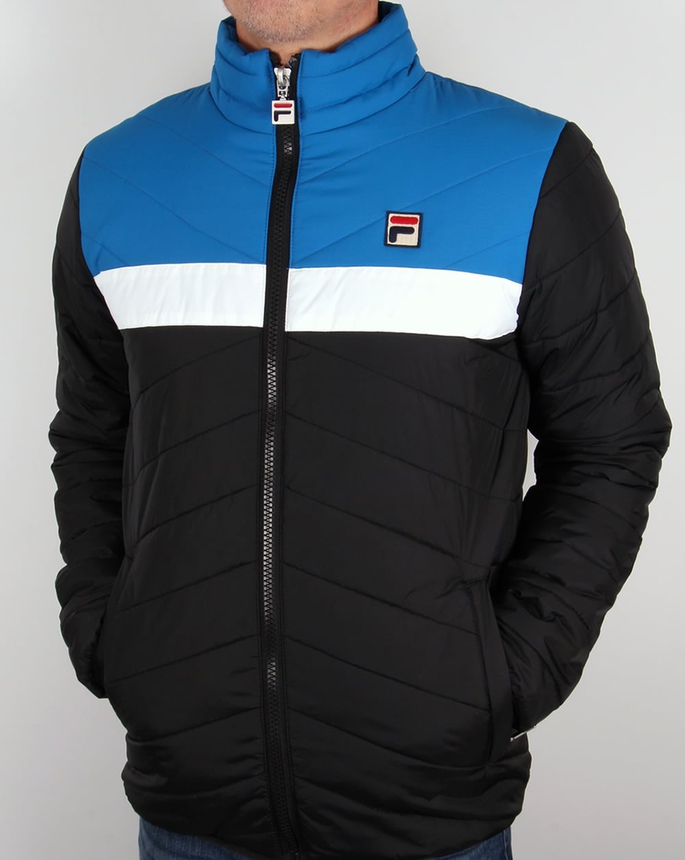 Fila Vintage 80er Skijacke Schwarz/Blau