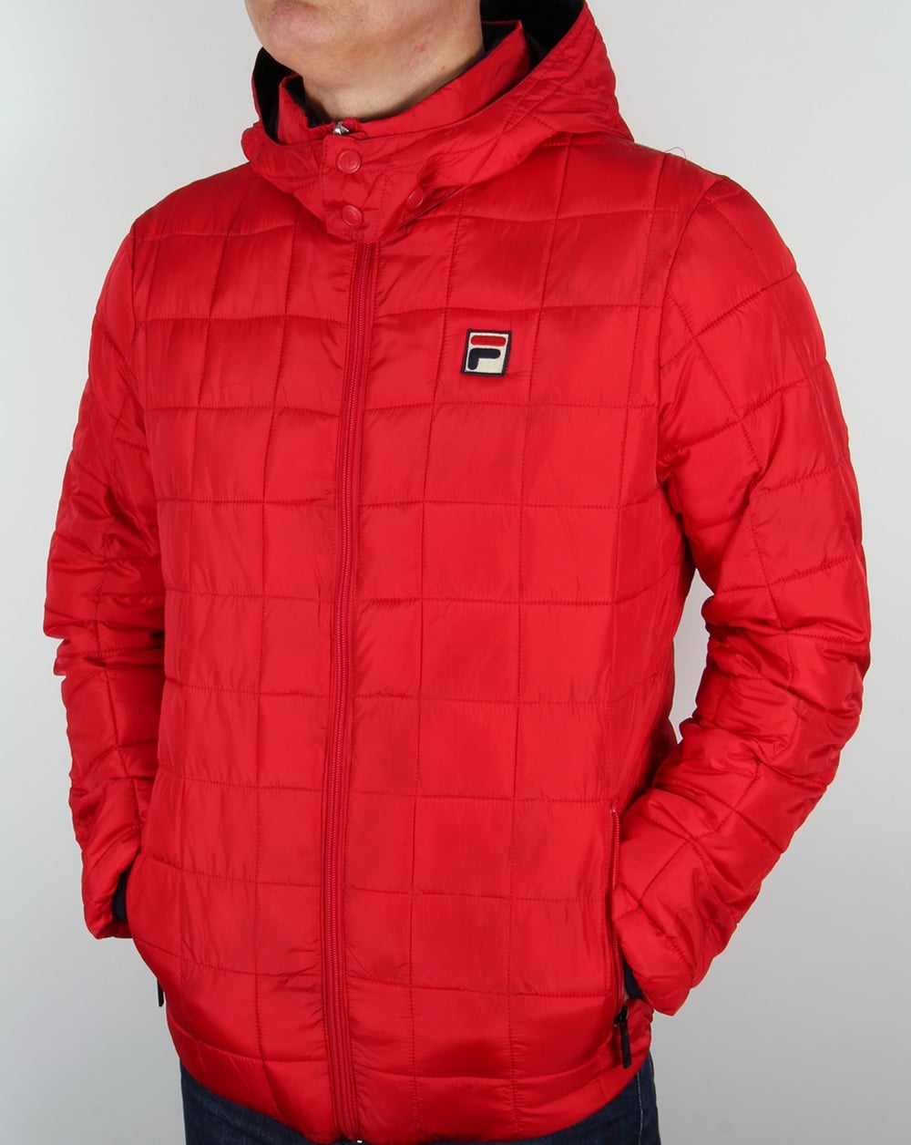 Fila Vintage Steppjacke mit Kapuze Rot