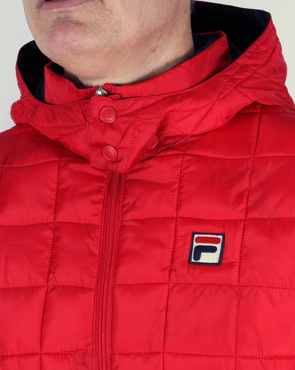 Fila Vintage Steppjacke mit Kapuze Rot