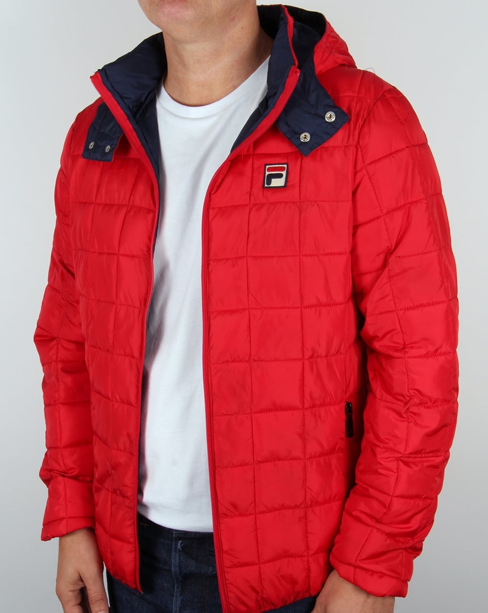 Fila Vintage Steppjacke mit Kapuze Rot