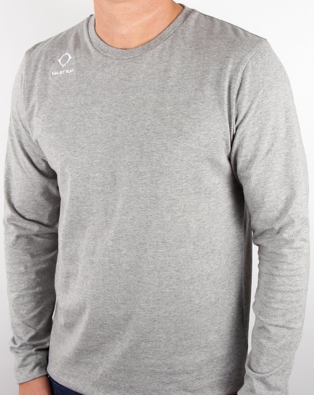 Ma.strum Emblem Langarm-T-Shirt Grau Melange