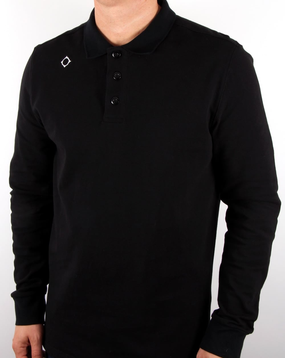 Ma.strum Long Sleeve Pique Polo Shirt Black