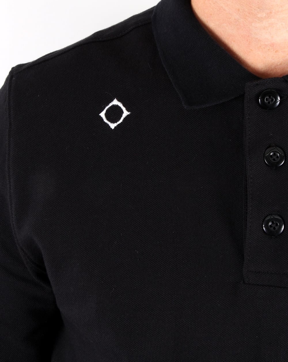 Ma.strum Langärmliges Piqué-Poloshirt in Schwarz
