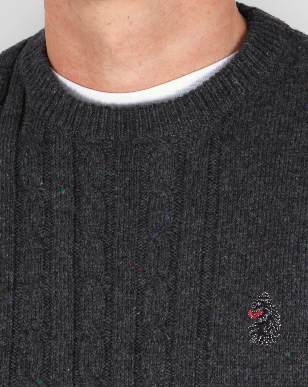 Luke Horton – Zopfmusterpullover in Anthrazitgrau