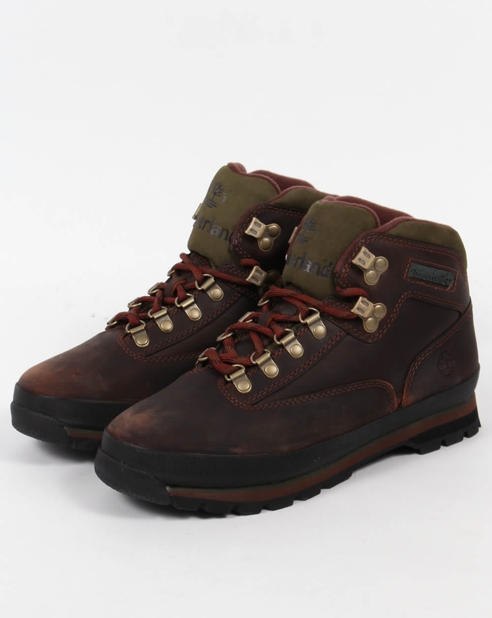 Timberland Euro Leder Wanderstiefel Braun Glatt