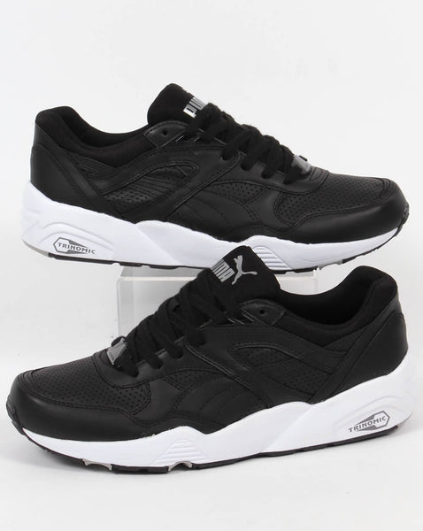Puma R698 Core Leather Trainers Black/Black