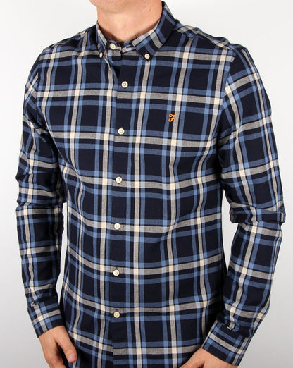 Farah – Kariertes Hemd in Marineblau Yale
