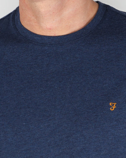 Farah – Langärmliges Denny-Logo-T-Shirt in Yale-Blau
