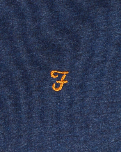 Farah – Langärmliges Denny-Logo-T-Shirt in Yale-Blau