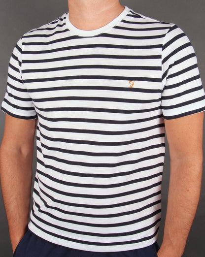 Farah Gieger Gestreiftes T-Shirt Weiß/Marineblau