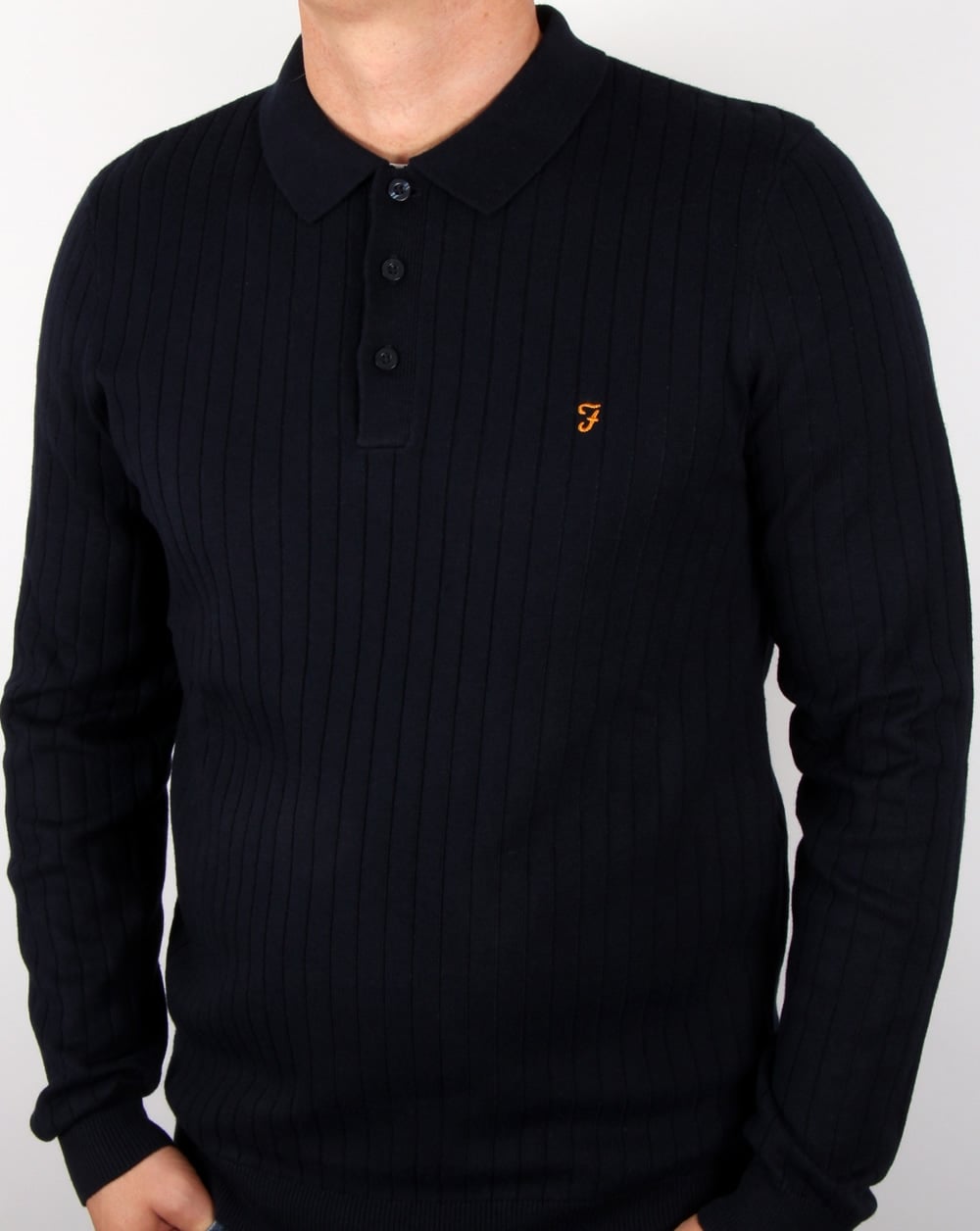 Farah Tadley Strick-Poloshirt, Marineblau