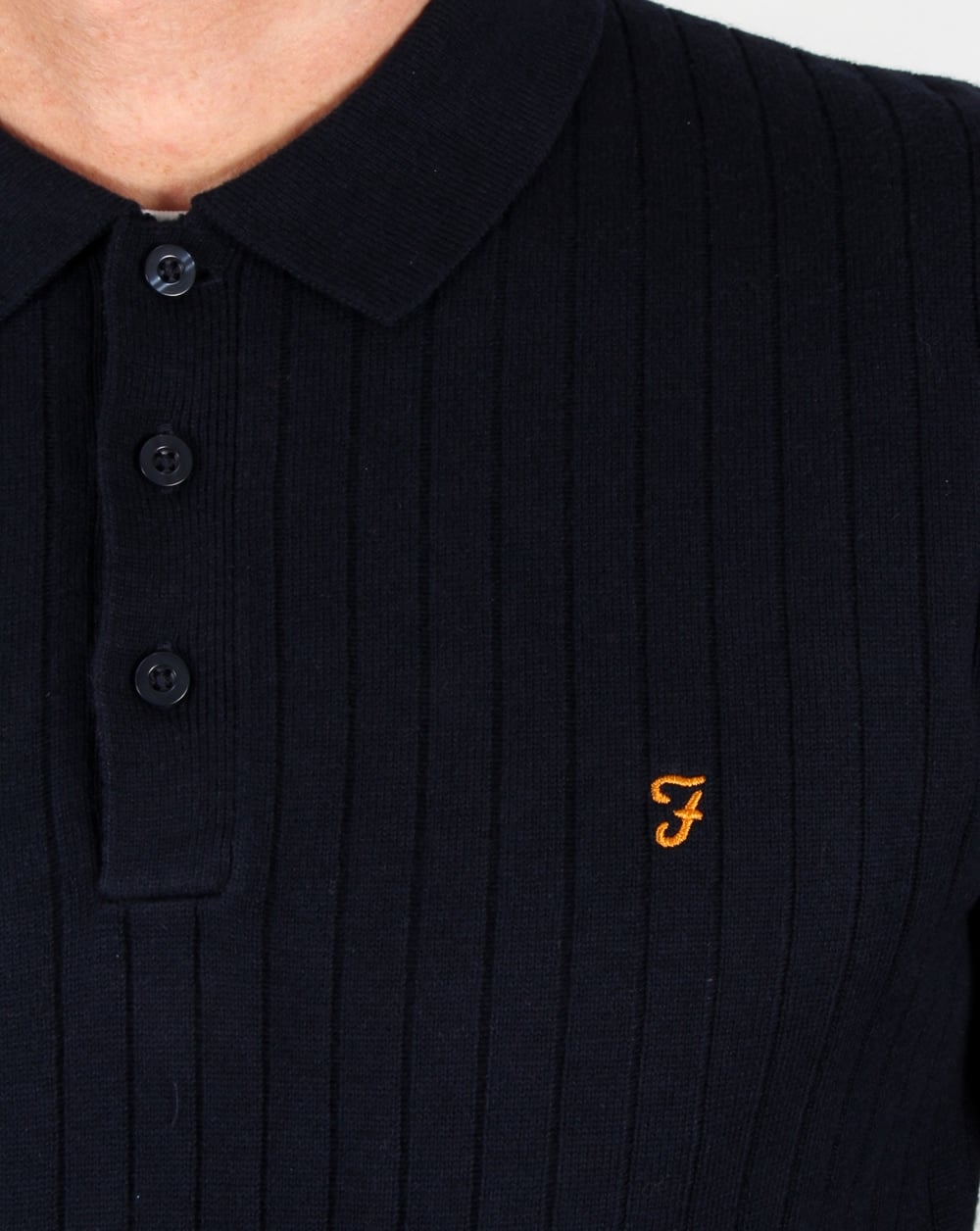 Farah Tadley Strick-Poloshirt, Marineblau