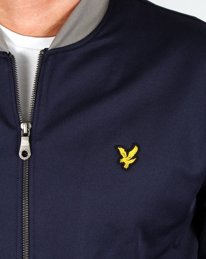 Lyle And Scott – Bomber-Sweatshirt mit Rippenmuster in Kontrastfarbe, Marineblau