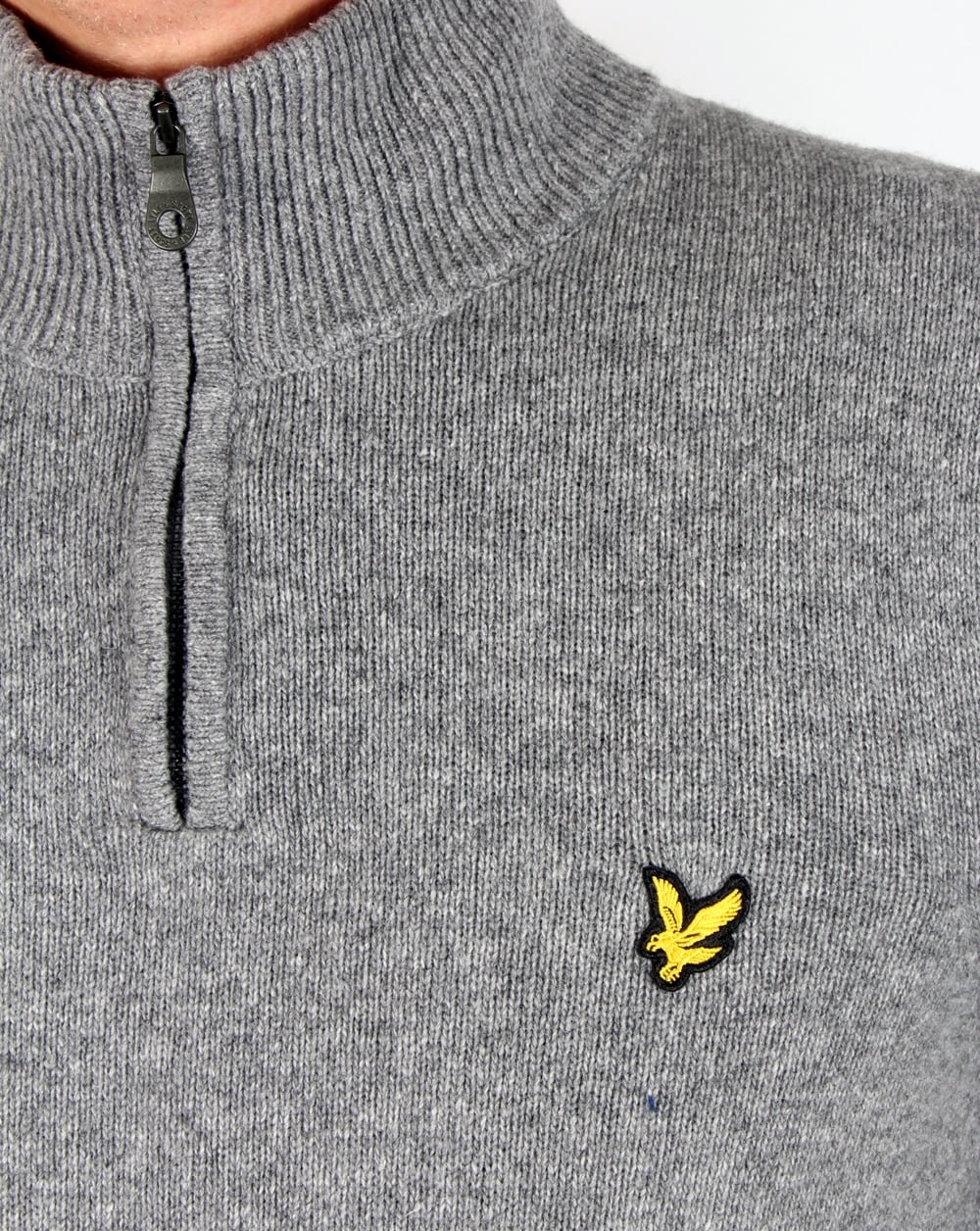Lyle And Scott – Pullover mit Viertelreißverschluss in Mittelgrau meliert