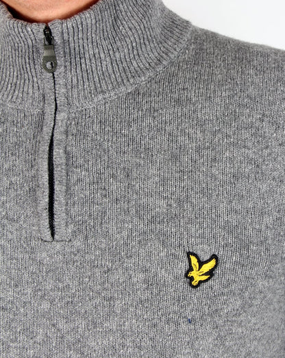 Lyle And Scott – Pullover mit Viertelreißverschluss in Mittelgrau meliert