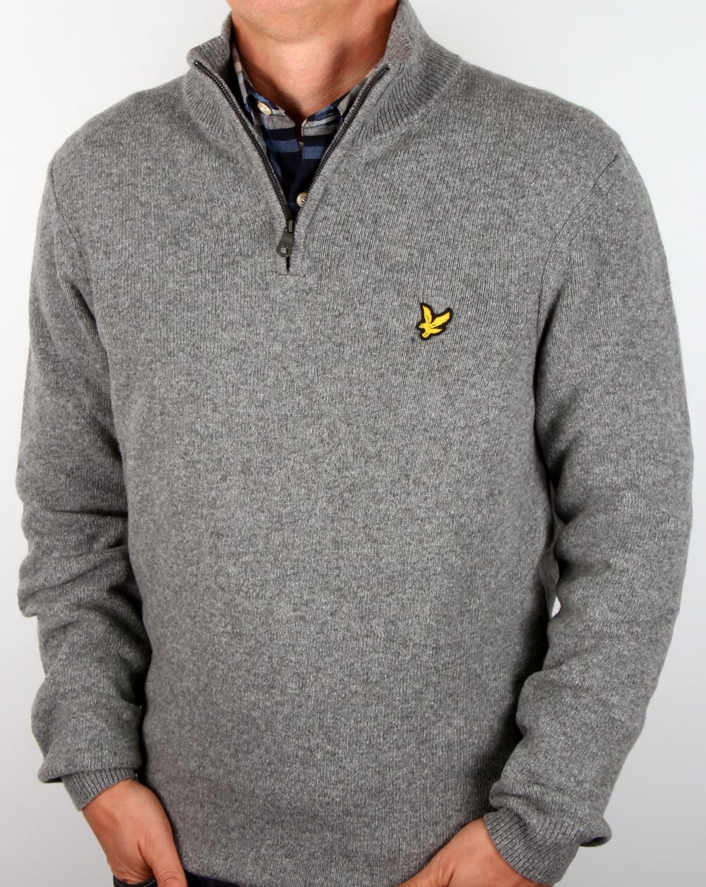 Lyle And Scott – Pullover mit Viertelreißverschluss in Mittelgrau meliert