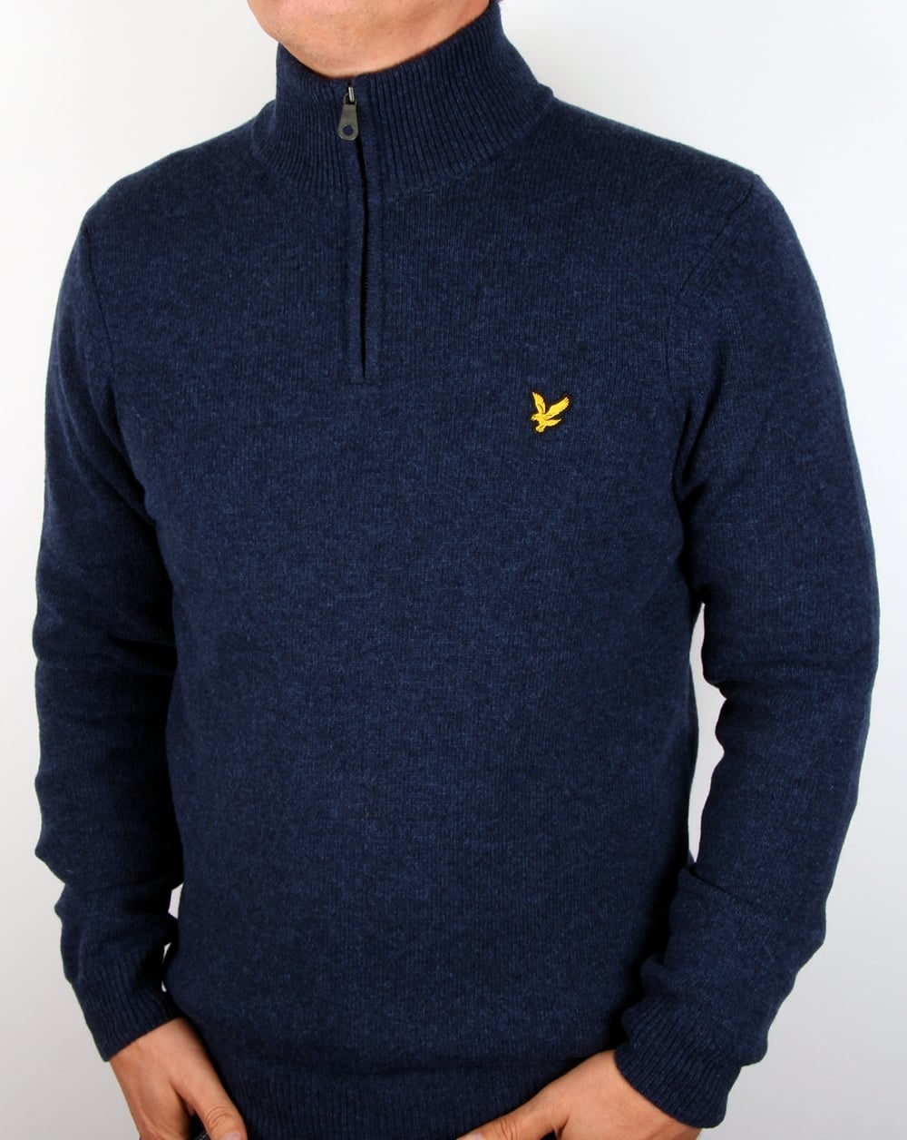 Lyle And Scott – Pullover mit Viertelreißverschluss, Marineblau meliert