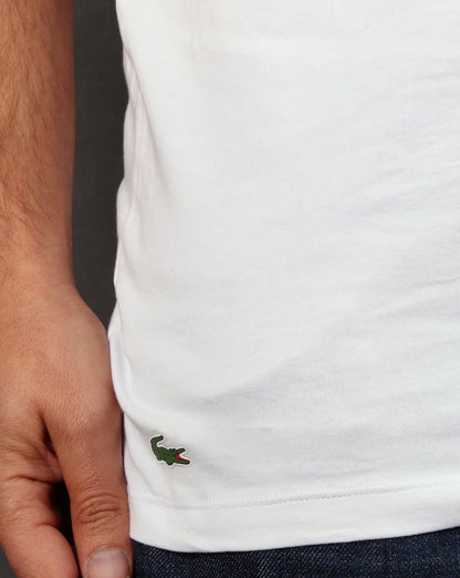 Lacoste – T-Shirts mit V-Ausschnitt im Doppelpack, Weiß