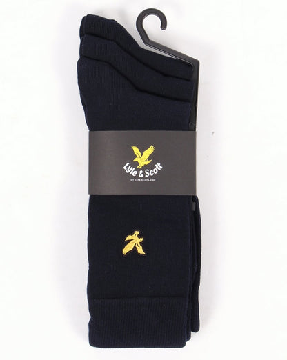 Lyle And Scott – Marineblaue Vintage-Socken im 3er-Pack