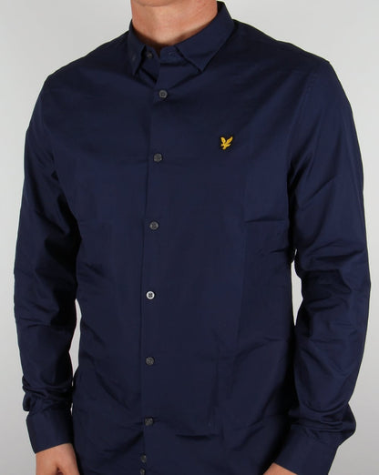 Lyle And Scott Slim Fit Popeline-Hemd, Marineblau