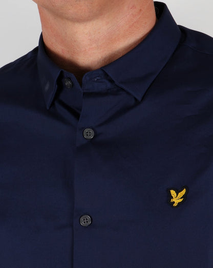 Lyle And Scott Slim Fit Popeline-Hemd, Marineblau