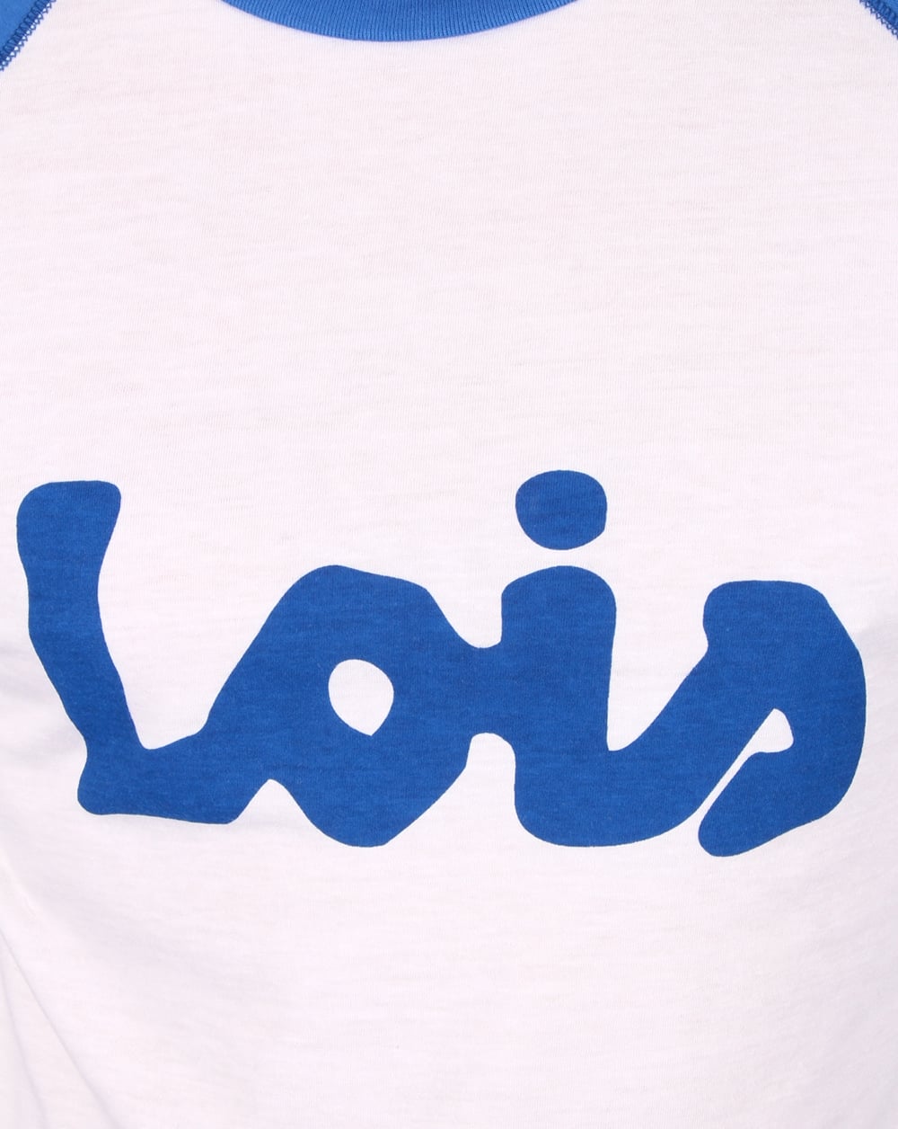 Lois Raglan Logo T-Shirt Weiß/Blau