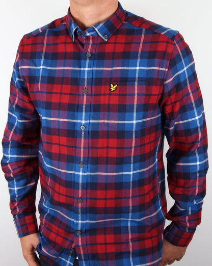 Lyle And Scott – Kariertes Flanellhemd, Marineblau/Rot