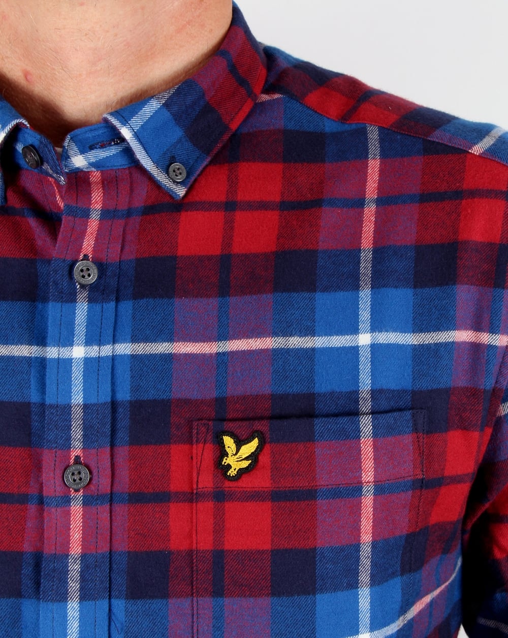 Lyle And Scott – Kariertes Flanellhemd, Marineblau/Rot