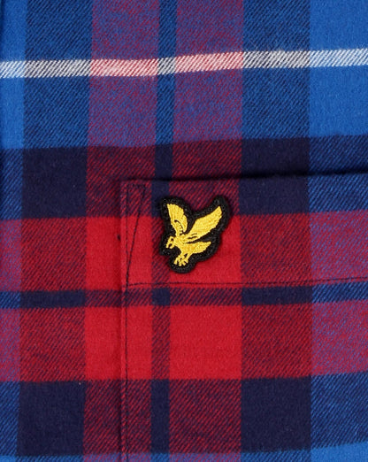 Lyle And Scott – Kariertes Flanellhemd, Marineblau/Rot