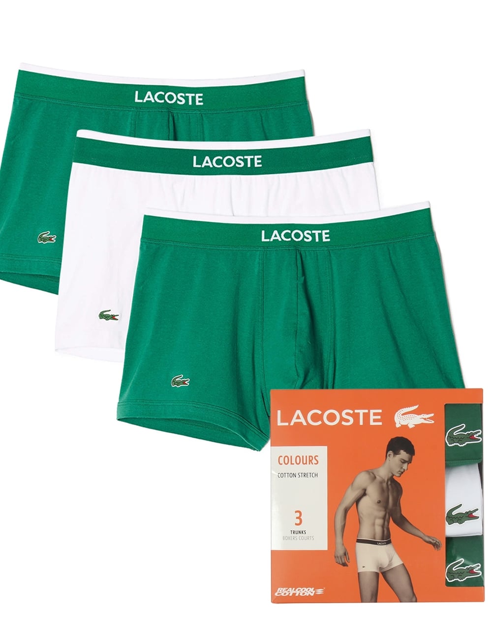 Lacoste 3er-Pack Boxershorts Weiß/Grün