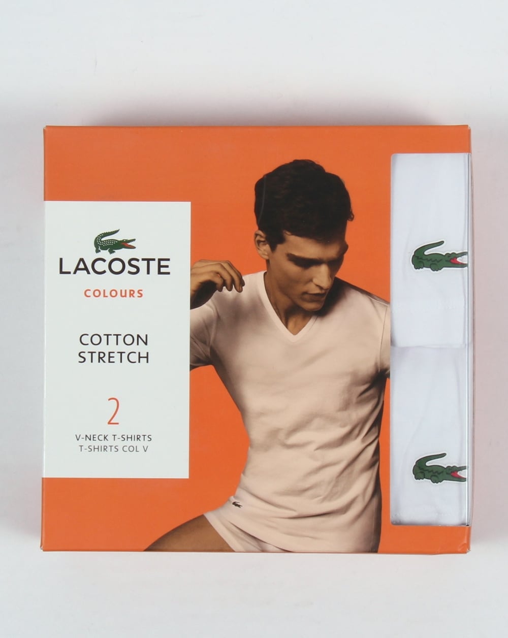 Lacoste – T-Shirts mit V-Ausschnitt im Doppelpack, Weiß