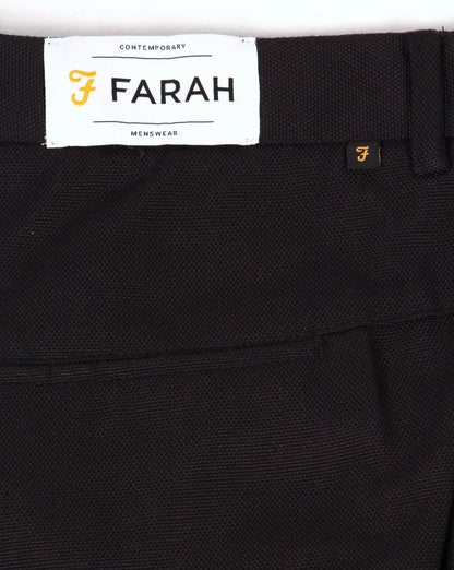 Farah – Denby – Feste Hopsack-Hose in Schwarz