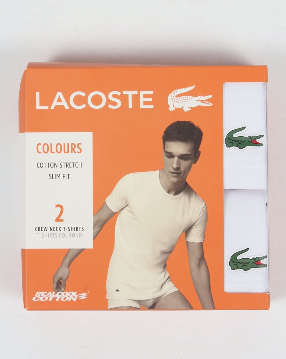 Lacoste – Weiße T-Shirts mit Rundhalsausschnitt im 2er-Pack