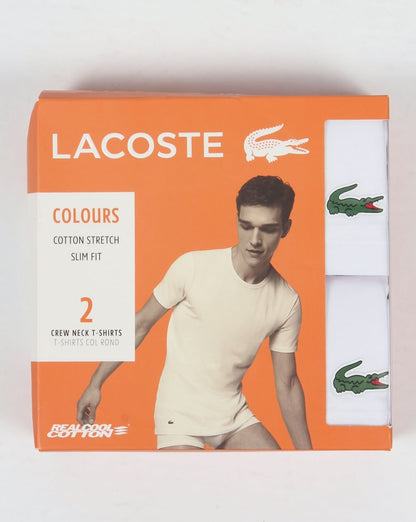 Lacoste – Weiße T-Shirts mit Rundhalsausschnitt im 2er-Pack