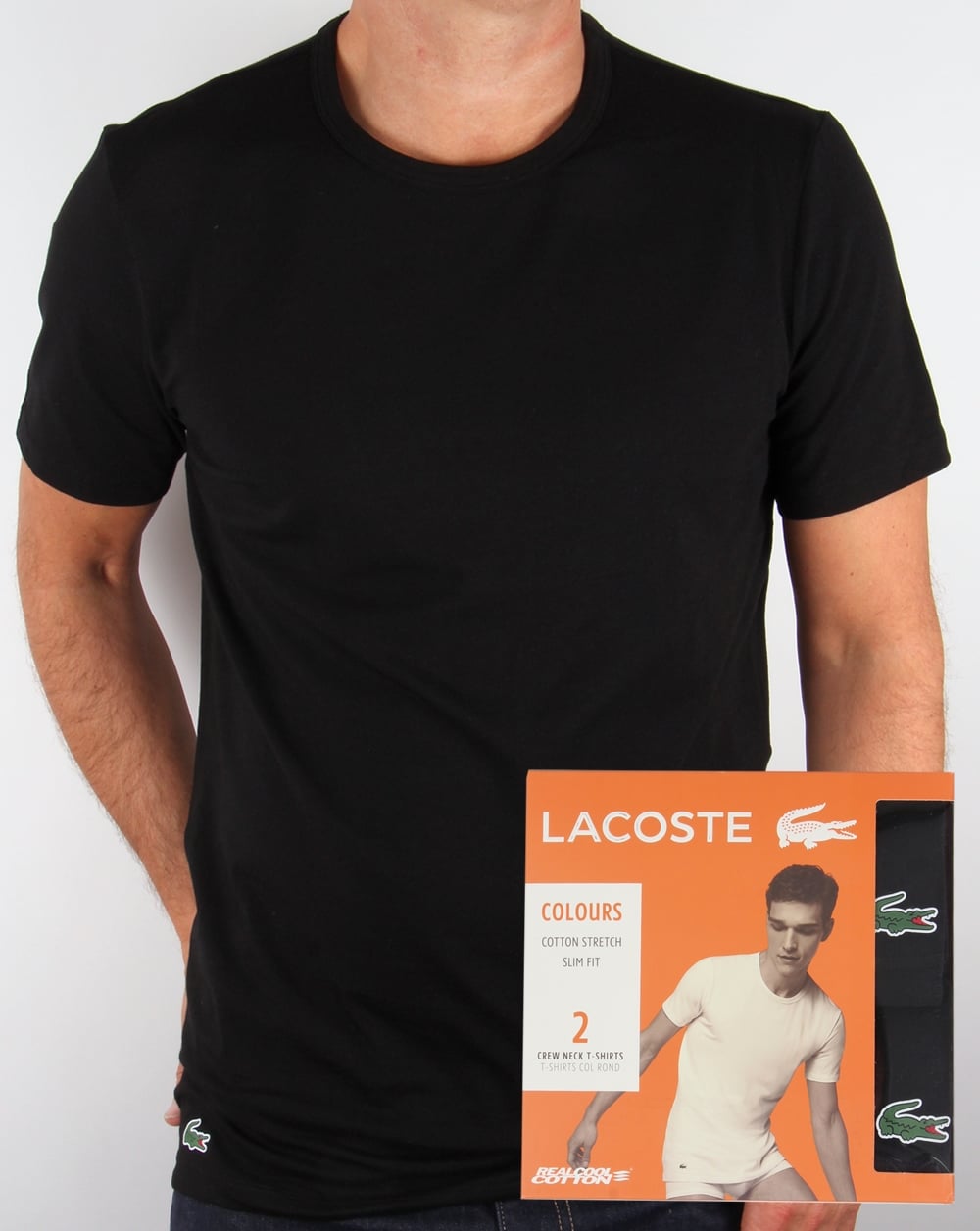 Lacoste – 2er-Pack Crew-T-Shirts in Schwarz