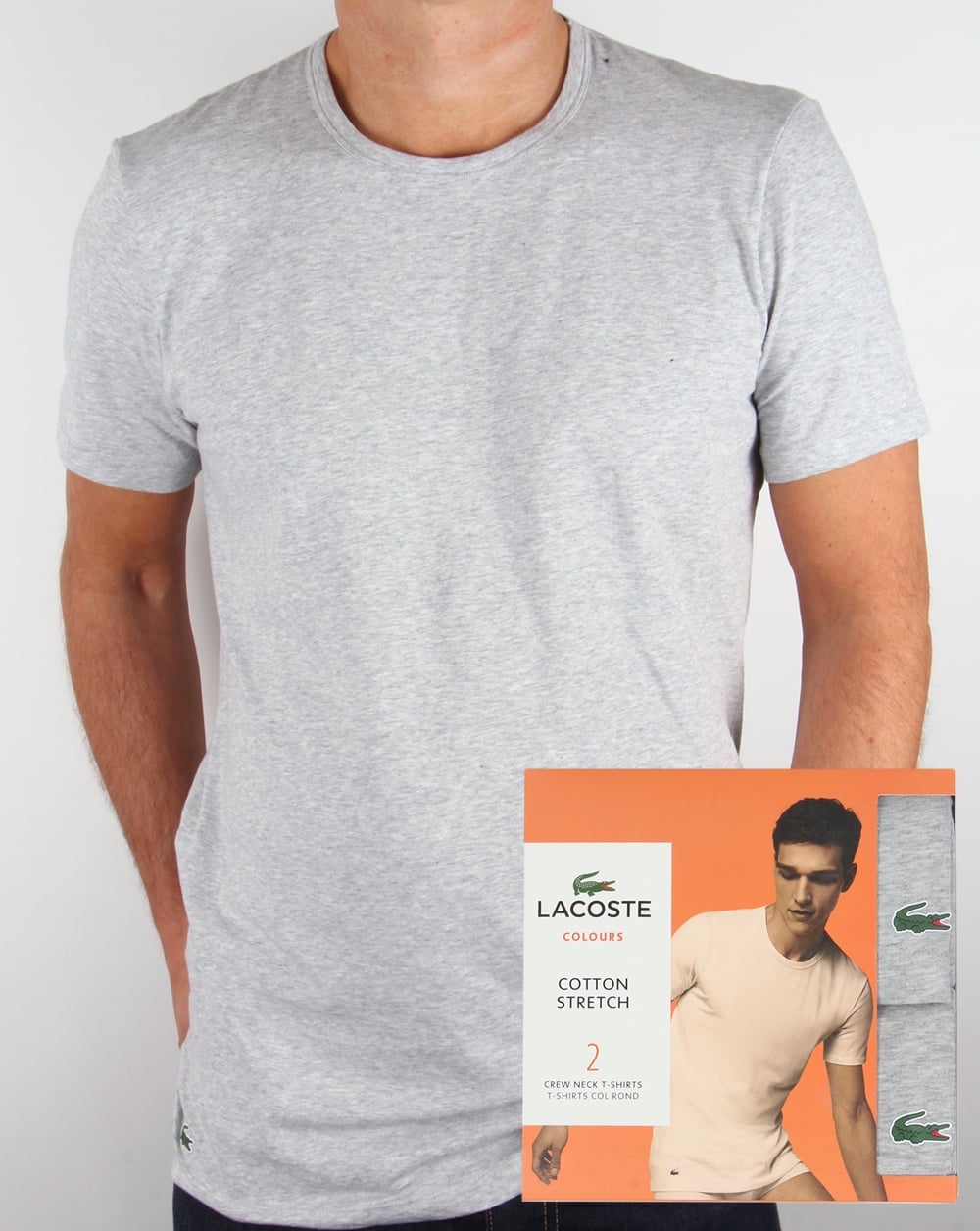 Lacoste – T-Shirts mit Rundhalsausschnitt im Doppelpack, Graumeliert
