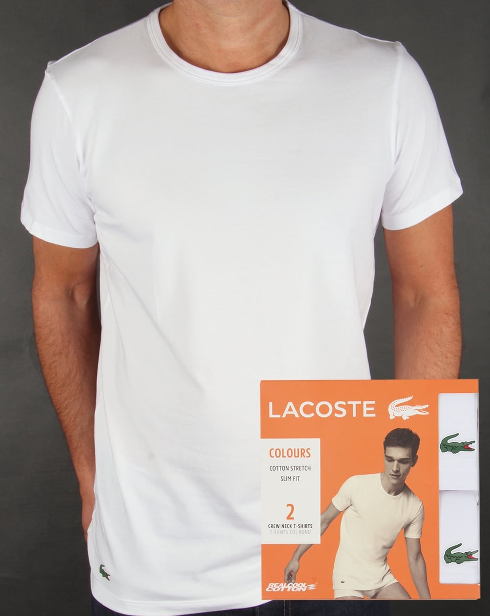 Lacoste – Weiße T-Shirts mit Rundhalsausschnitt im 2er-Pack