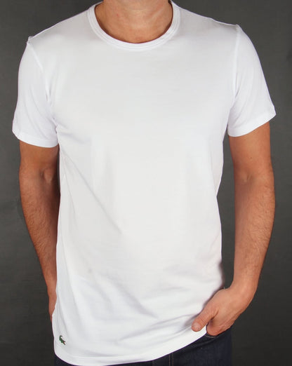 Lacoste – Weiße T-Shirts mit Rundhalsausschnitt im 2er-Pack