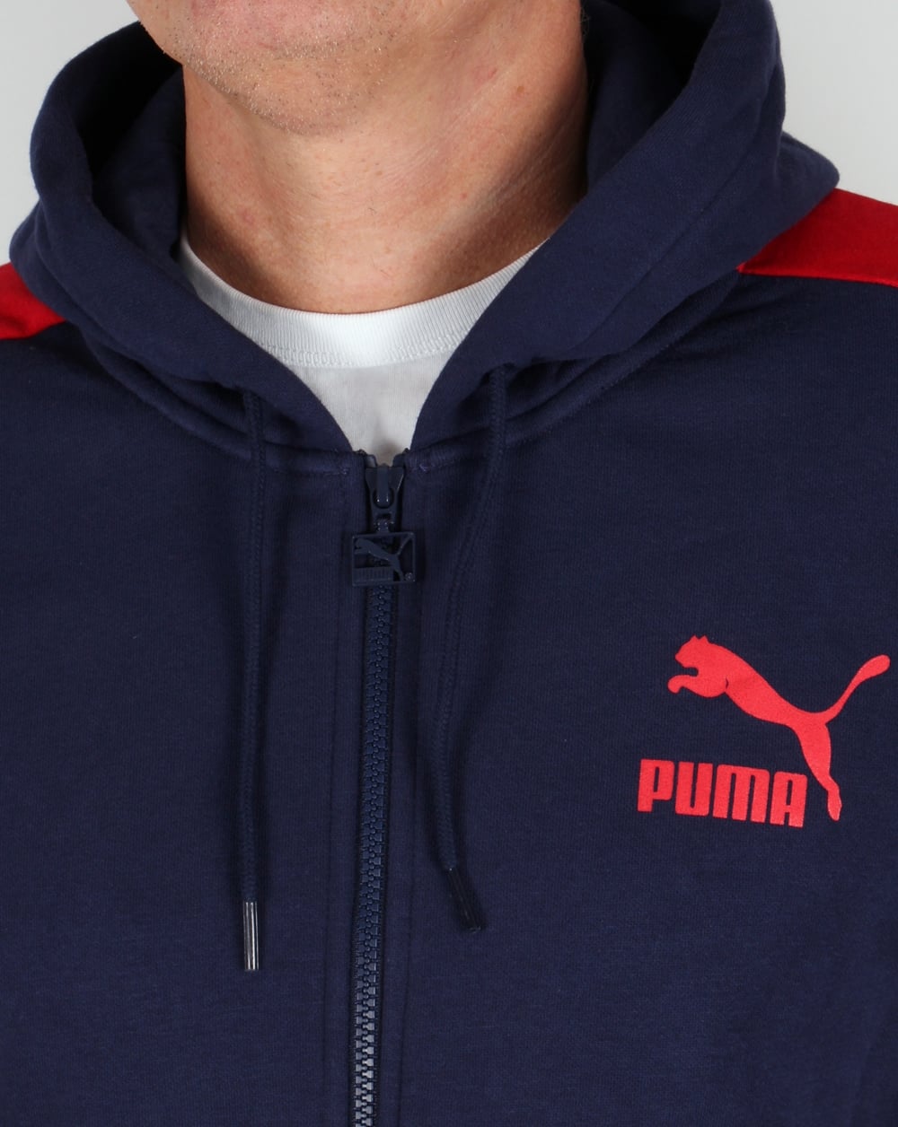 Puma T7 Full Zip Hoody Marineblau/Rot