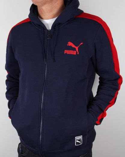 Puma T7 Full Zip Hoody Marineblau/Rot