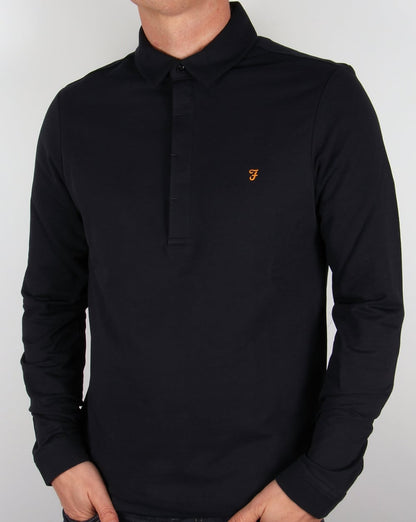 Farah Earlston Poloshirt mit langen Ärmeln, Marineblau