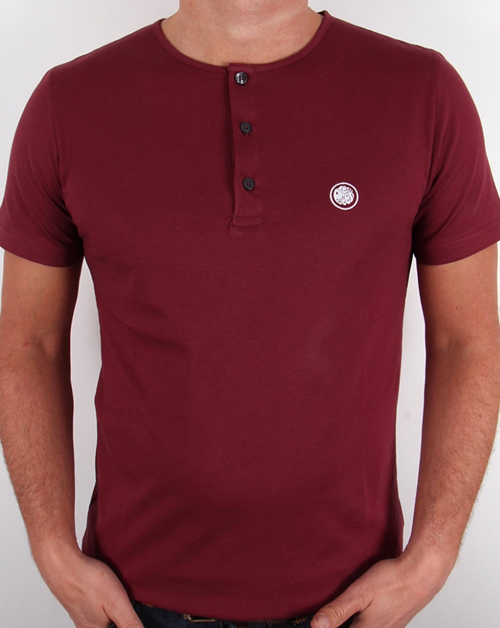 Pretty Green Grandad T-Shirt Kastanienbraun