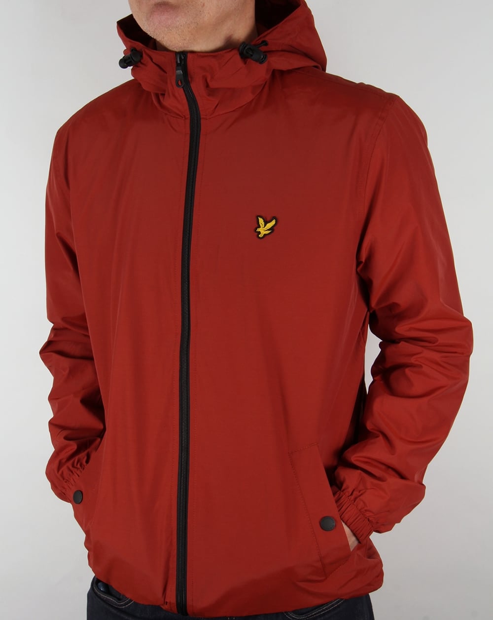 Lyle And Scott – Durchgehende Kapuzenjacke mit Reißverschluss in Burnt Redwood