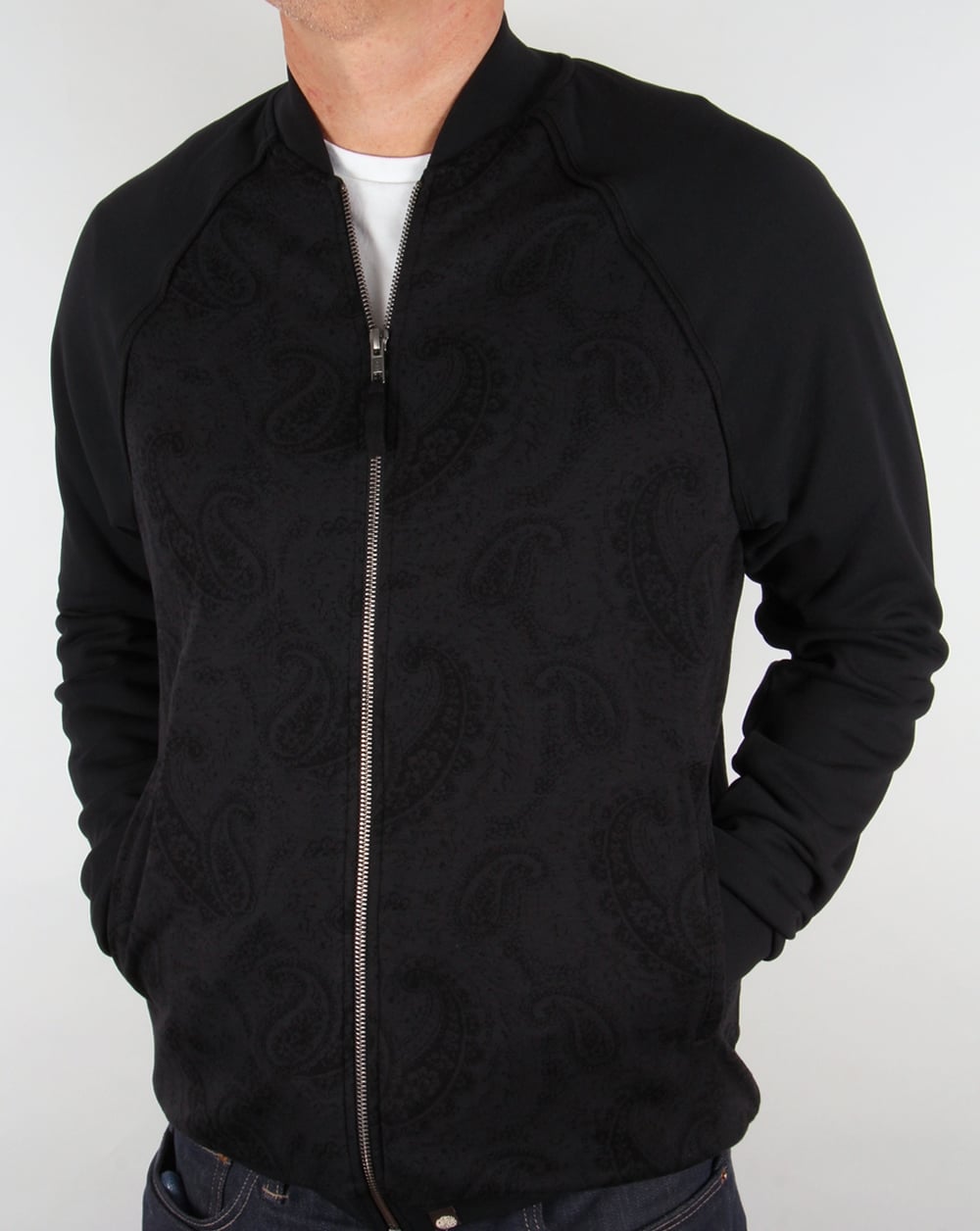 Pretty Green Midhurst Jacquard-Trainingsjacke Schwarz