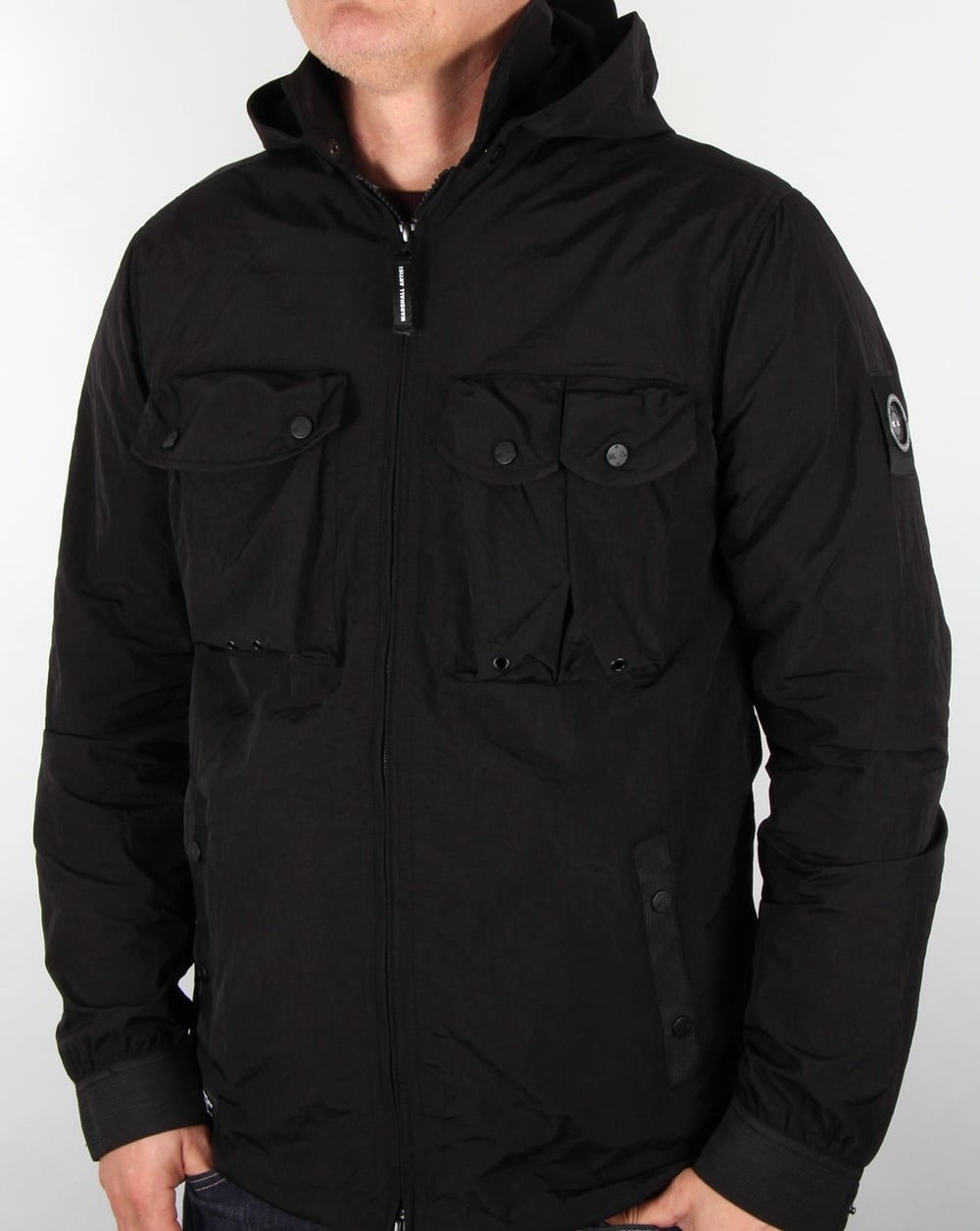 Marshall Artist Multi Pocket Overshirt Jacke Schwarz