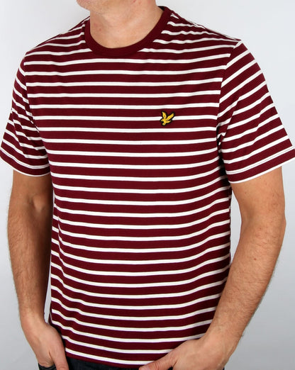 Lyle And Scott – T-Shirt mit bretonischem Streifenmuster in Bordeauxrot