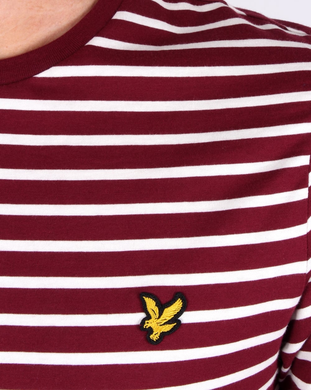 Lyle And Scott – Langärmliges T-Shirt mit bretonischen Streifen in Bordeauxrot