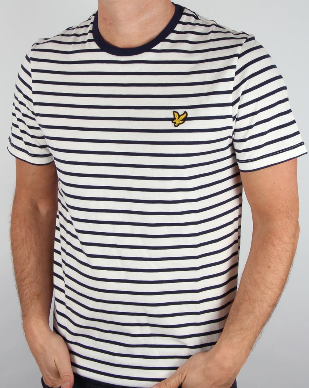 Lyle And Scott – T-Shirt mit bretonischen Streifen in Off-White