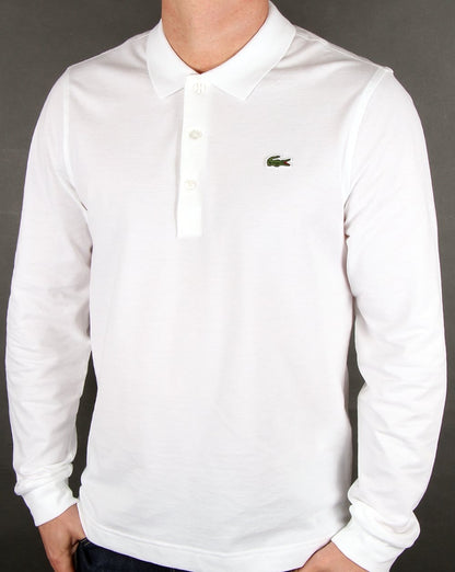 Lacoste Langarm-Poloshirt Weiß
